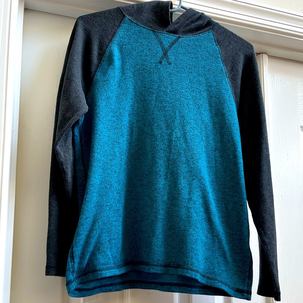 Urban Pipeline Teal and Gray long sleeve Hooded shirt